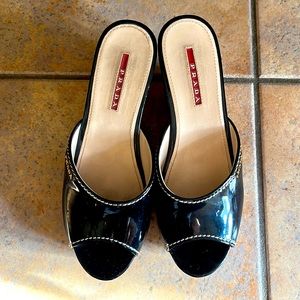 Prada Wedge Black Sandals